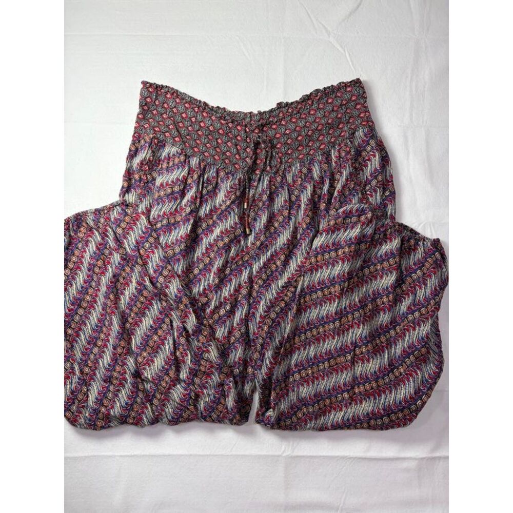 Anthropologie Printed Harem Pants Modal Red Navy Paisley Bohemian Women XS